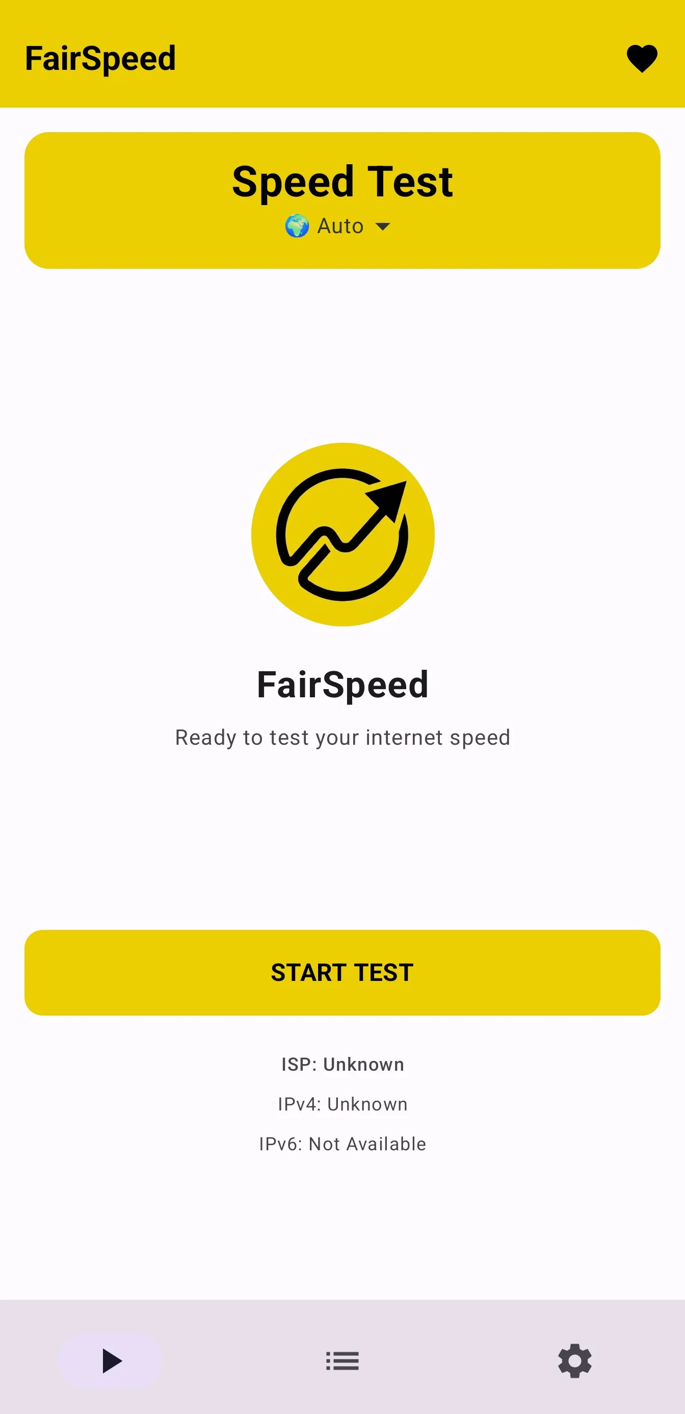 Schermata di test FairSpeed