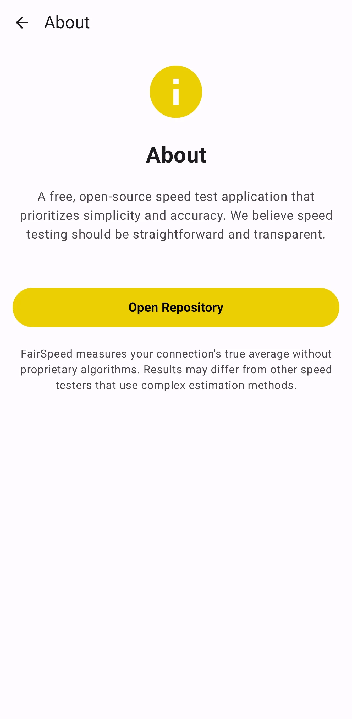 Schermata dei risultati FairSpeed